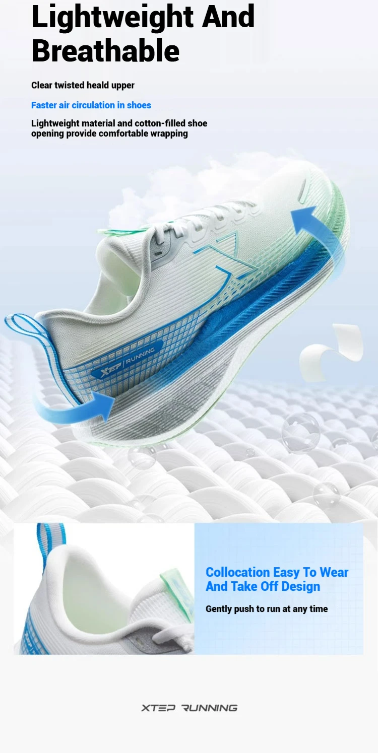 Xtep Kunpeng Men's Running Shoes 2025 Summer Lightweight Breathable Cushioning Shock-absorbing Rebound Sport Shoes 875219110025