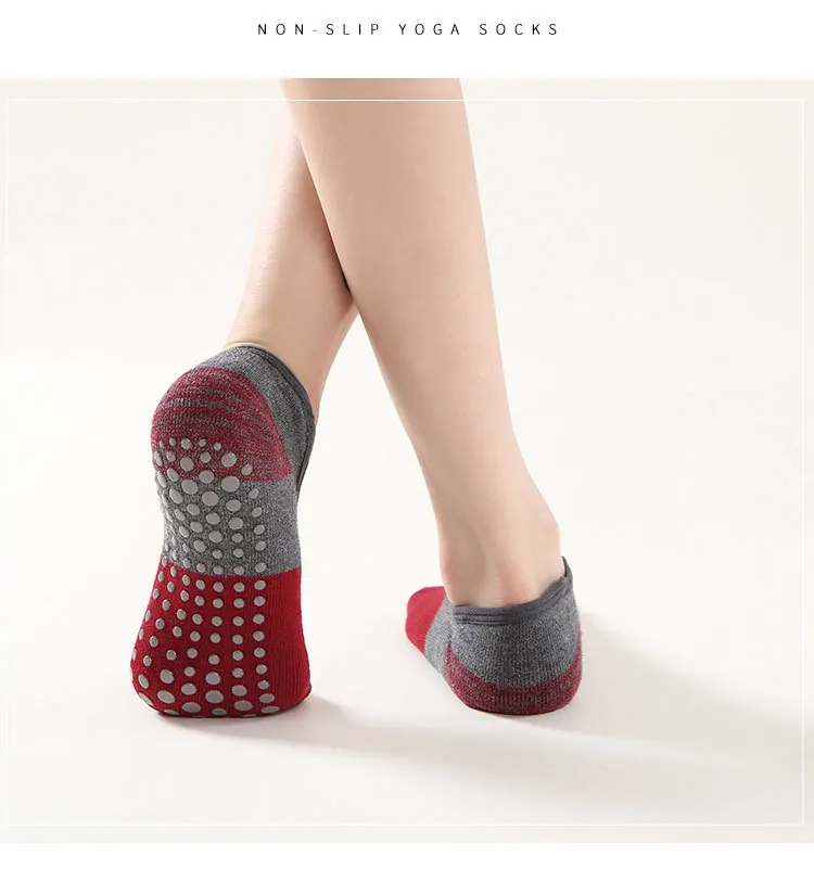 4 Pairs Women Anti-slip Yoga Socks Backless Bandage Pilates Socks Ladies Ballet Dance Fitness Slipper Cotton Sports Socks