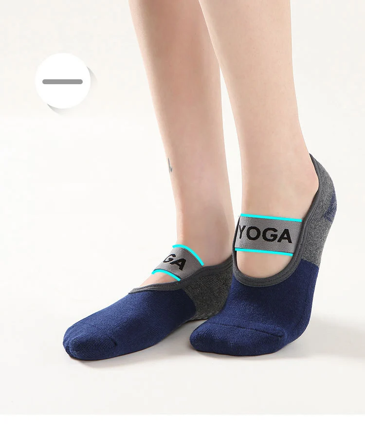 4 Pairs Women Anti-slip Yoga Socks Backless Bandage Pilates Socks Ladies Ballet Dance Fitness Slipper Cotton Sports Socks