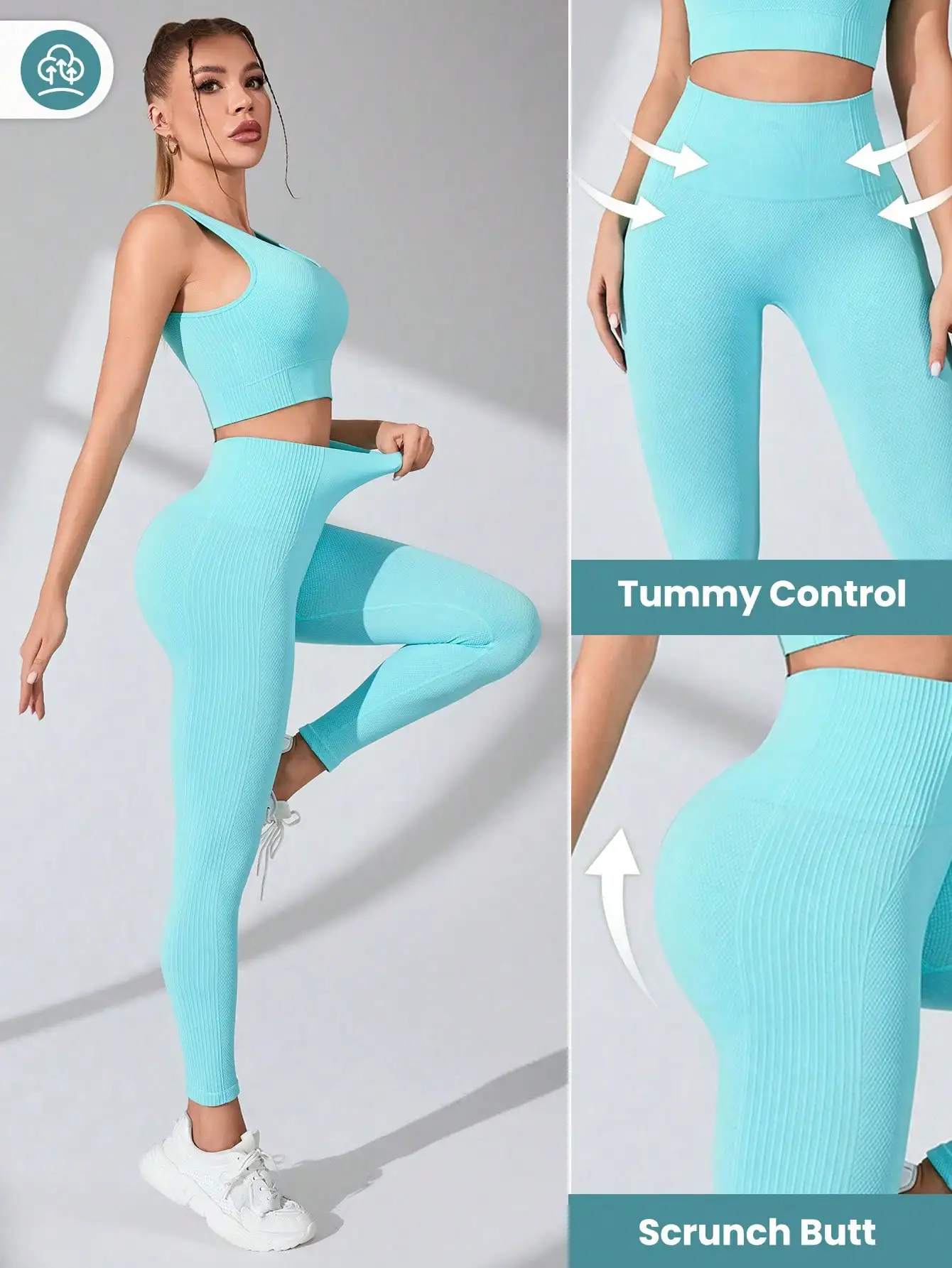 Women’s Workout Sets 2 Piece - Seamless Yoga Leggings and Cross-Strap Sports Bra Gym Outfits Activewear Matching Set