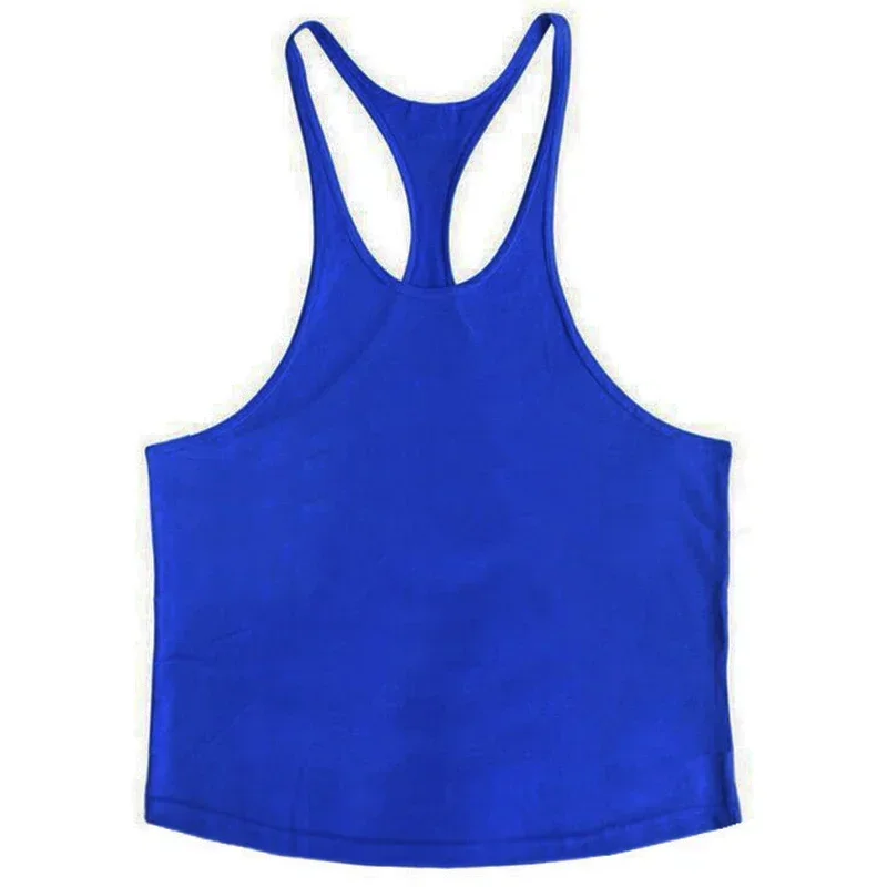 Plain Mens Sport Sleeveless Shirts Gym Fitness Bodybuilding Workout Muscle Tank Tops Summer Cool Cotton Breathable Y-back Vests