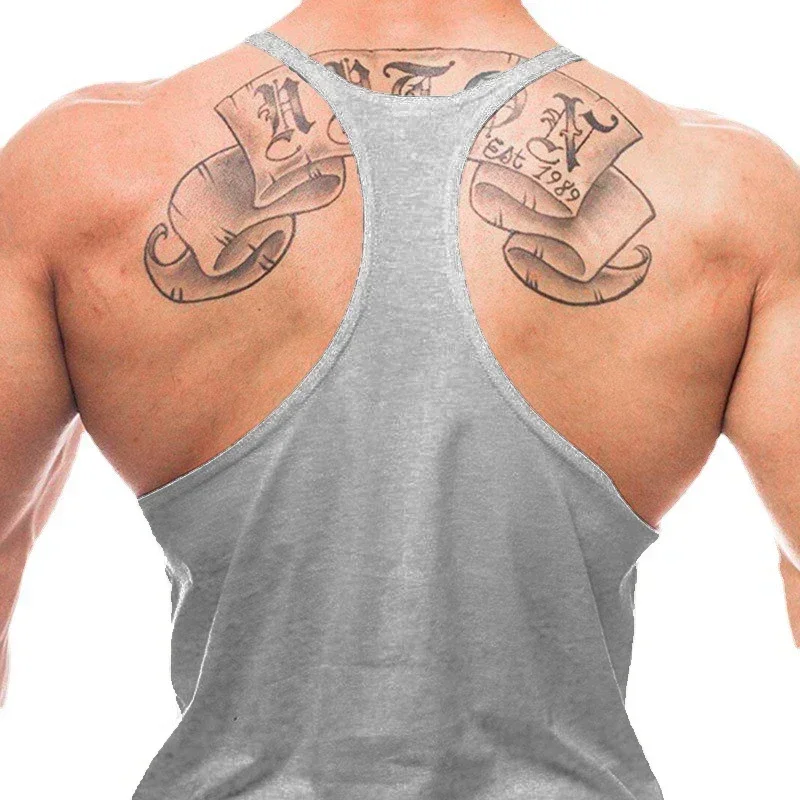 Plain Mens Sport Sleeveless Shirts Gym Fitness Bodybuilding Workout Muscle Tank Tops Summer Cool Cotton Breathable Y-back Vests
