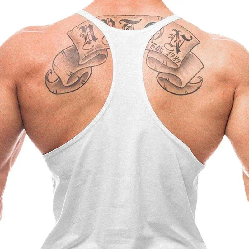 Plain Mens Sport Sleeveless Shirts Gym Fitness Bodybuilding Workout Muscle Tank Tops Summer Cool Cotton Breathable Y-back Vests