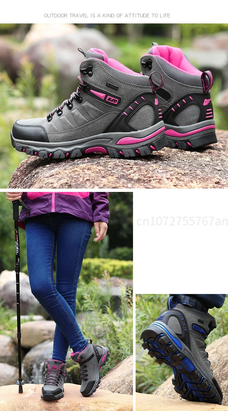 Couples Outdoor Hiking Shoes Comfortable Wear-Resistant Camping Climbing Mountain Shoes Breathable Sports Shoes Camping Boots
