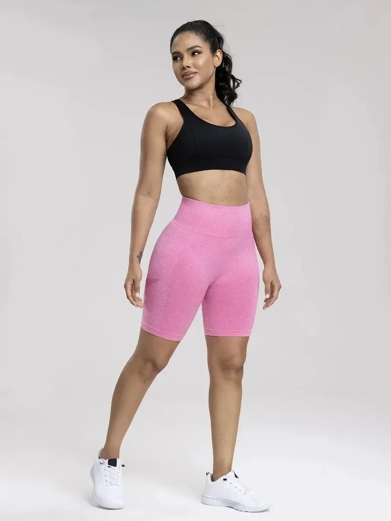 Seamless Sports Women Shorts Muliticolor Yoga Shorts Stretchy High Waist Running Cycling Leggings Hip Liftting Solid Gym Shorts
