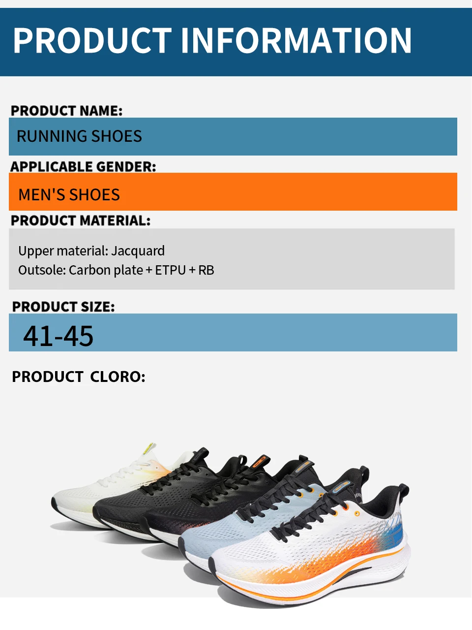 Baasploa Men Jogging Sports Shoes Carbon Plate Professional Cushioning Sneakers Male Outdoor Breathable Non Slip Running Shoes