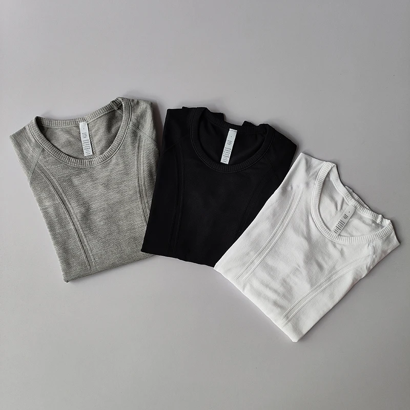 Yoga Clothes for Women, Sports Tops, Round Neck, Seamless, Slim, Running Shirt Fitness Workout Long Sleeves Gym T Shirt, Winter