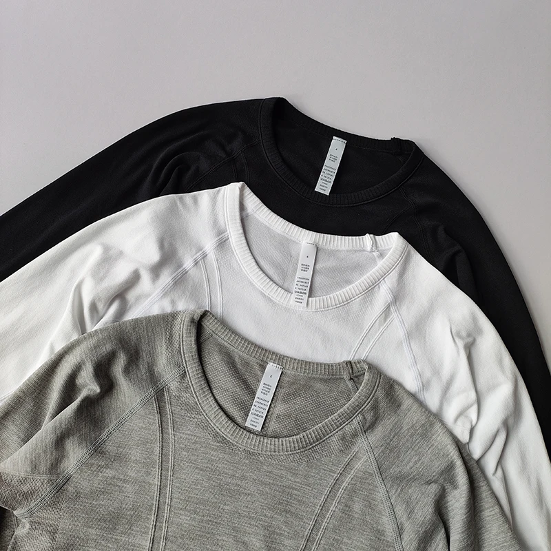 Yoga Clothes for Women, Sports Tops, Round Neck, Seamless, Slim, Running Shirt Fitness Workout Long Sleeves Gym T Shirt, Winter