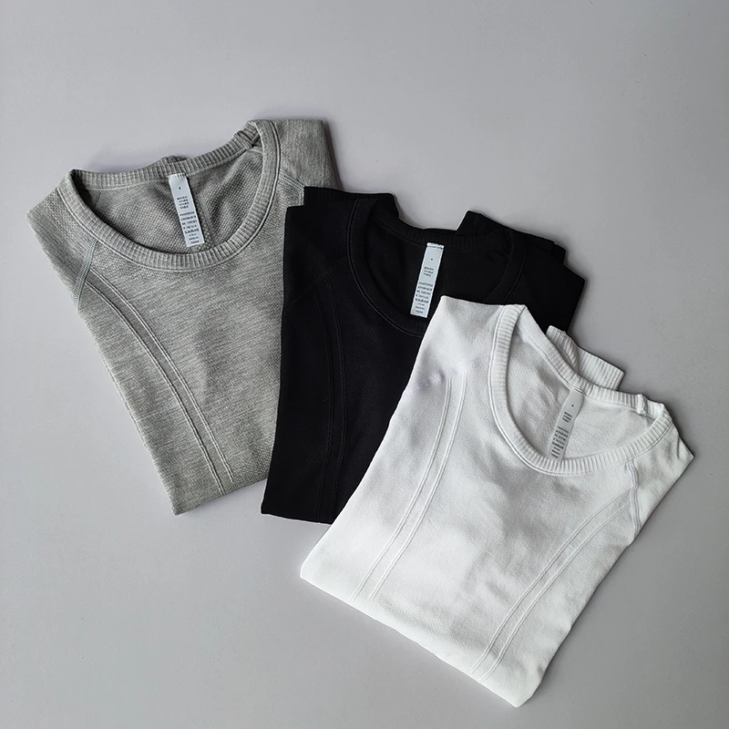 Yoga Clothes for Women, Sports Tops, Round Neck, Seamless, Slim, Running Shirt Fitness Workout Long Sleeves Gym T Shirt, Winter
