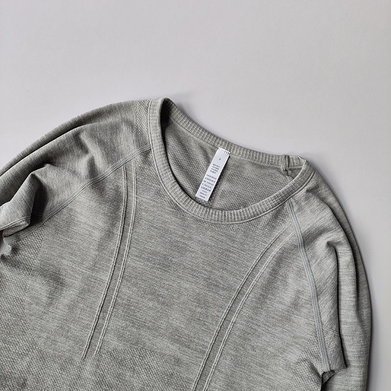 Yoga Clothes for Women, Sports Tops, Round Neck, Seamless, Slim, Running Shirt Fitness Workout Long Sleeves Gym T Shirt, Winter