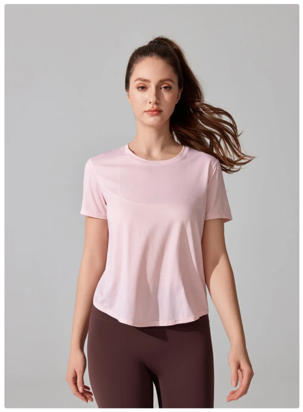 Women's Short Sleeve Yoga Top with Knot Back - Breathable Casual Athletic Wear for Gym, Fitness, Summer Workouts