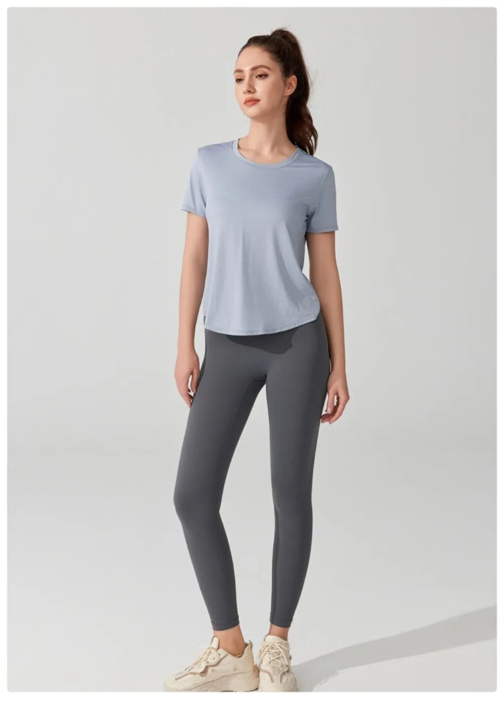 Women's Short Sleeve Yoga Top with Knot Back - Breathable Casual Athletic Wear for Gym, Fitness, Summer Workouts
