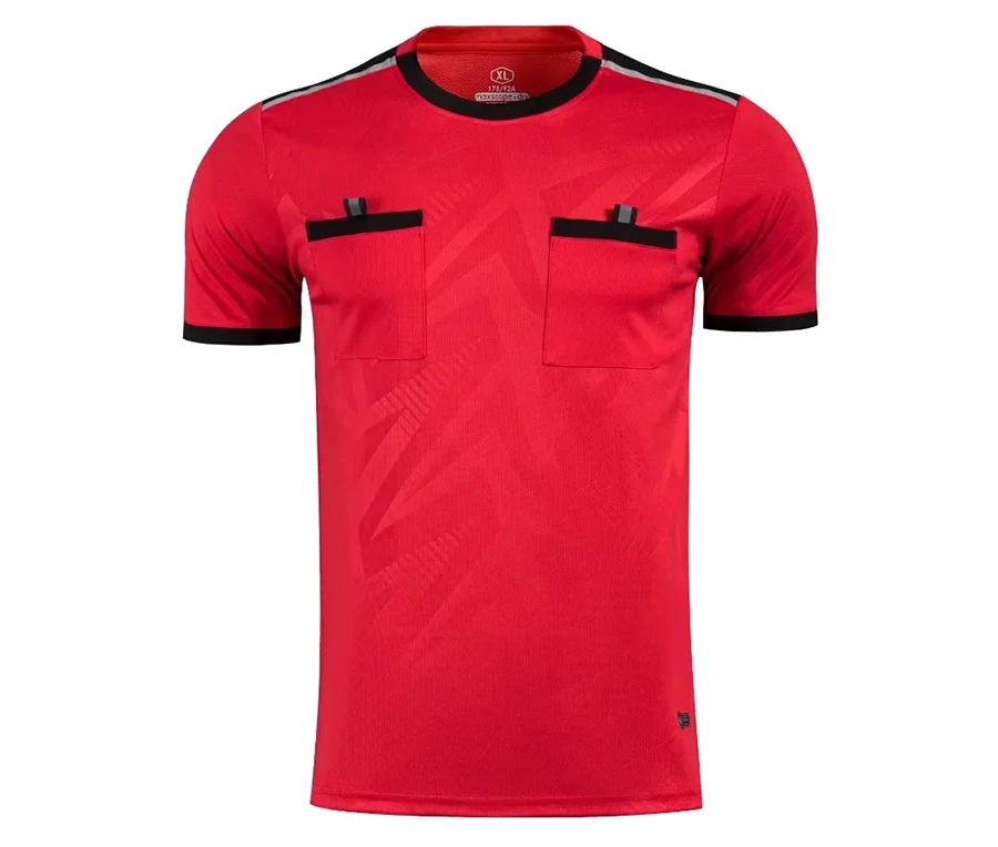 Professional Men Referee Uniforms Soccer Football Jerseys Shirts Pockets Judge Short Sleeve Team Shirt Sportswear Clothes