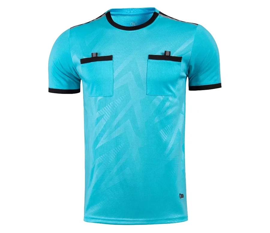 Professional Men Referee Uniforms Soccer Football Jerseys Shirts Pockets Judge Short Sleeve Team Shirt Sportswear Clothes