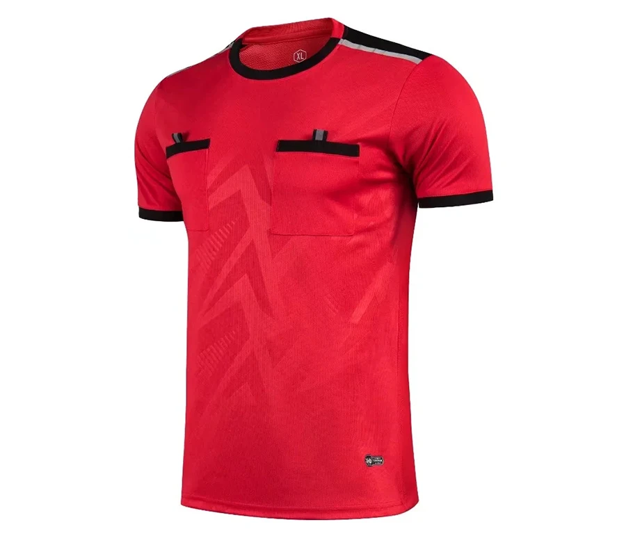 Professional Men Referee Uniforms Soccer Football Jerseys Shirts Pockets Judge Short Sleeve Team Shirt Sportswear Clothes