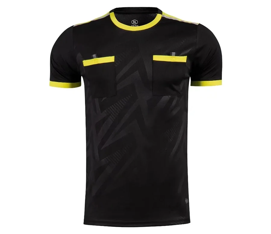 Professional Men Referee Uniforms Soccer Football Jerseys Shirts Pockets Judge Short Sleeve Team Shirt Sportswear Clothes