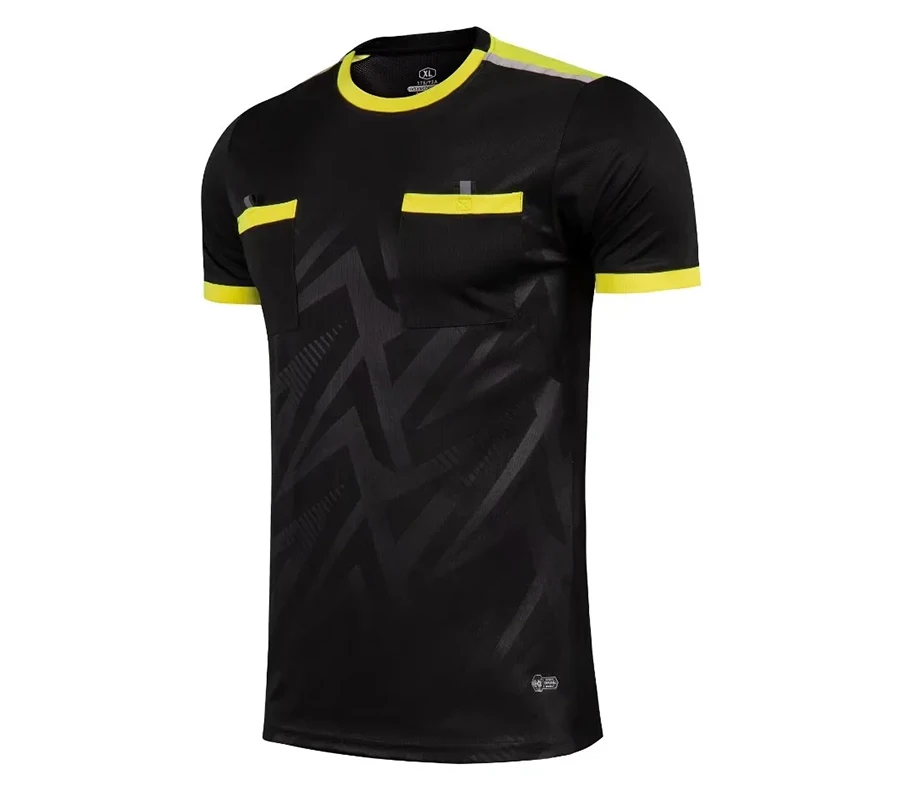Professional Men Referee Uniforms Soccer Football Jerseys Shirts Pockets Judge Short Sleeve Team Shirt Sportswear Clothes