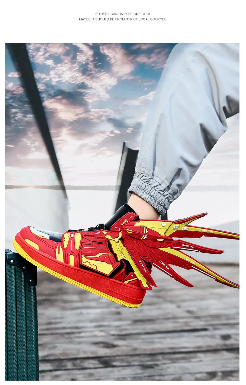 Lynjacye Cosplay Mid Cut Basketball Boots Unisex Mechanical Style Athletics Sport Trainer Tennis Basketball Shoes