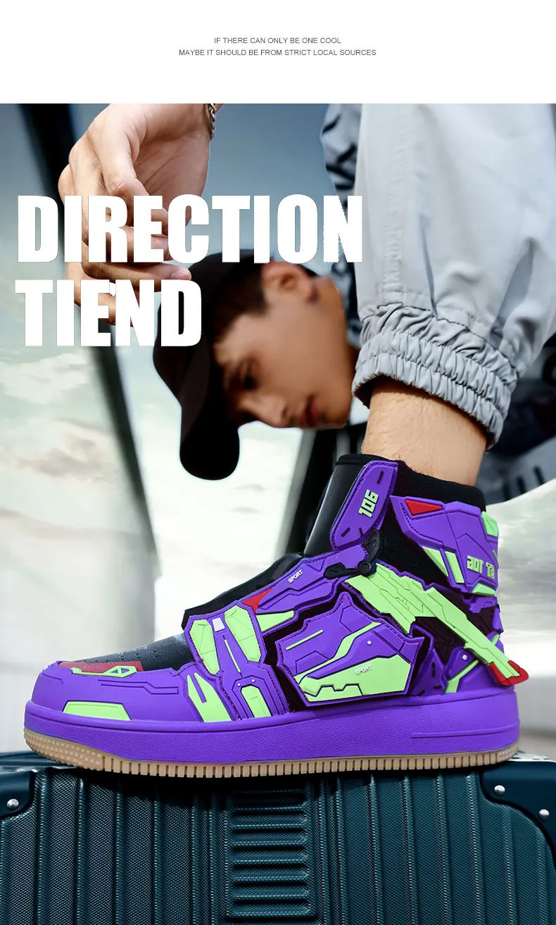 Lynjacye Cosplay Mid Cut Basketball Boots Unisex Mechanical Style Athletics Sport Trainer Tennis Basketball Shoes