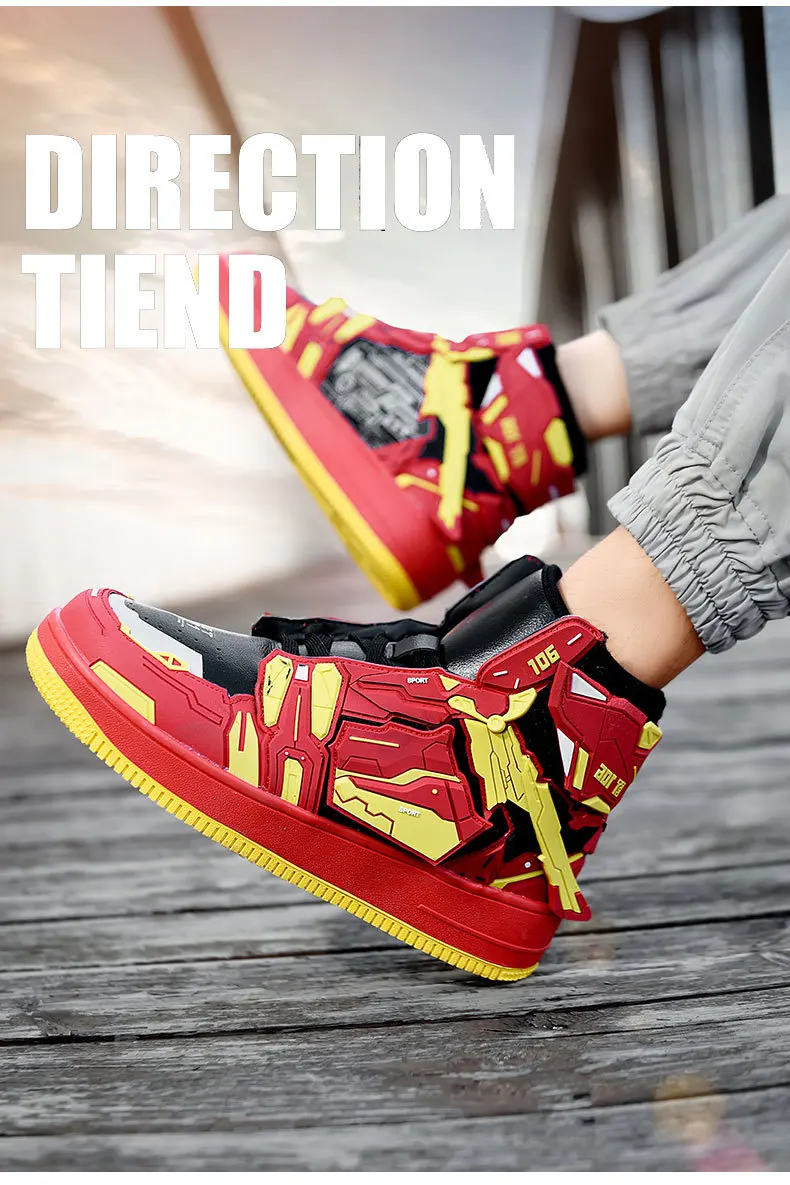 Lynjacye Cosplay Mid Cut Basketball Boots Unisex Mechanical Style Athletics Sport Trainer Tennis Basketball Shoes