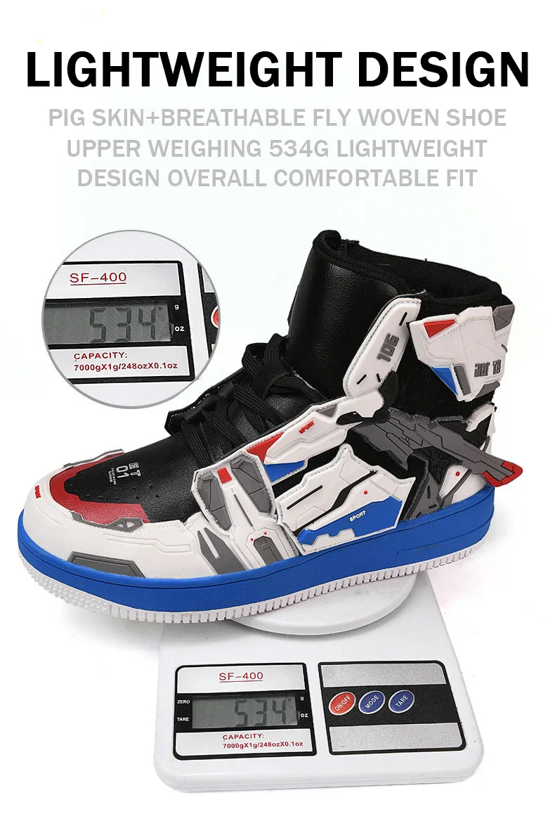 Lynjacye Cosplay Mid Cut Basketball Boots Unisex Mechanical Style Athletics Sport Trainer Tennis Basketball Shoes