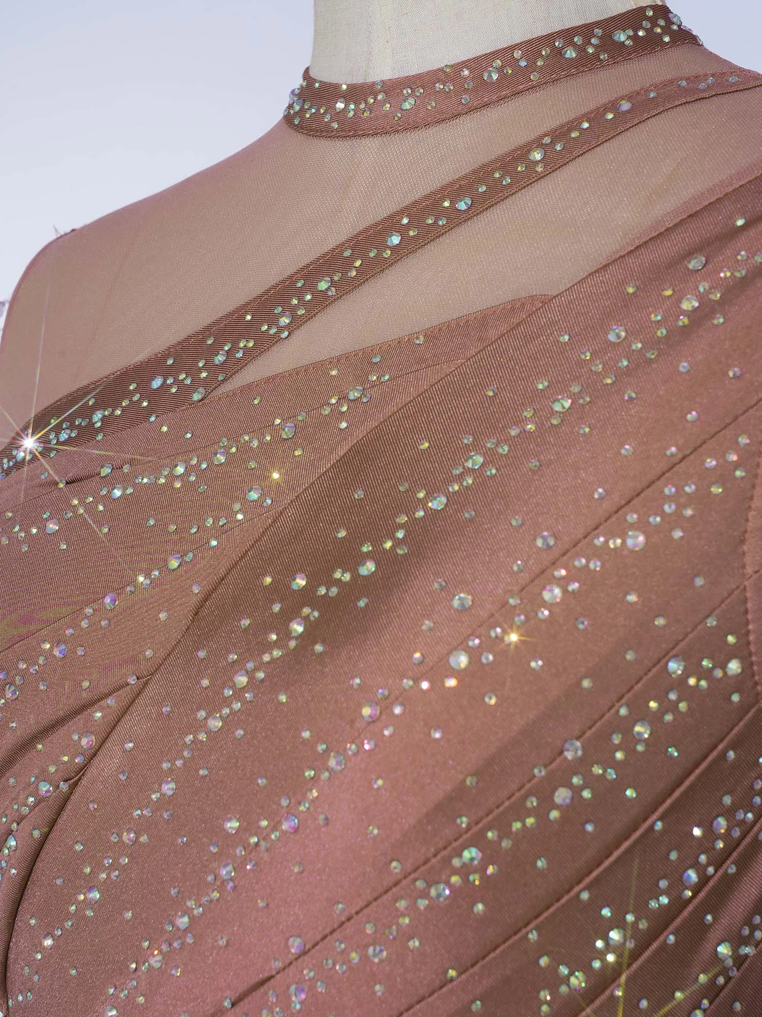 Women Figure Skating Dress Modern Lyrical Dance Gymnastics Acrobatics Clothes Sleeveless Shiny Rhinestones Mesh Leotard Tutu