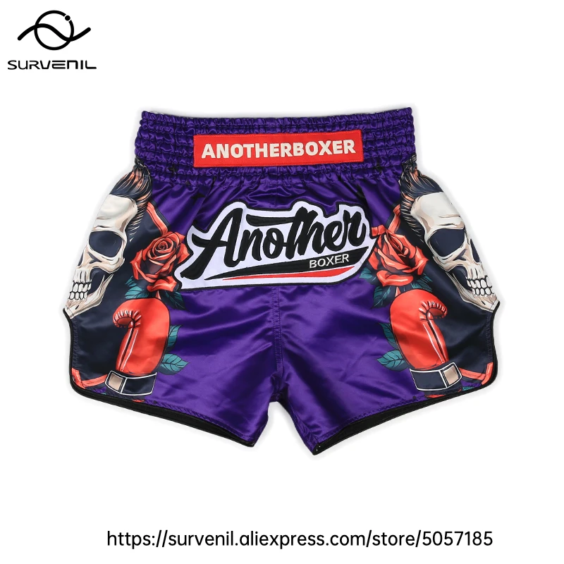 Muay Thai Shorts for Men Women Breathable MMA Fight Training Shorts Quick-Dry Combat Sports Gear Skull Sublimated Boxing Shorts
