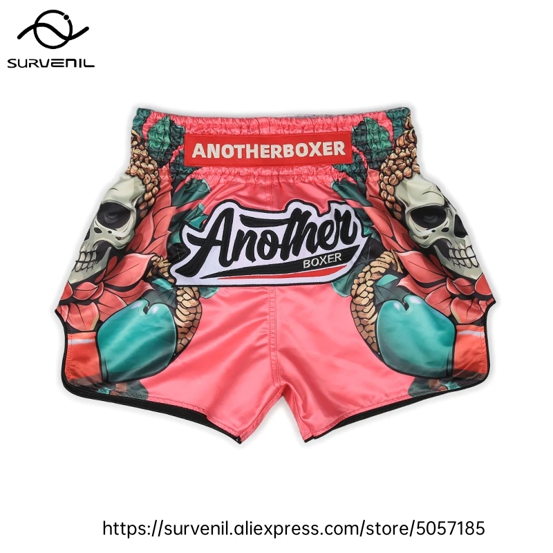 Muay Thai Shorts for Men Women Breathable MMA Fight Training Shorts Quick-Dry Combat Sports Gear Skull Sublimated Boxing Shorts
