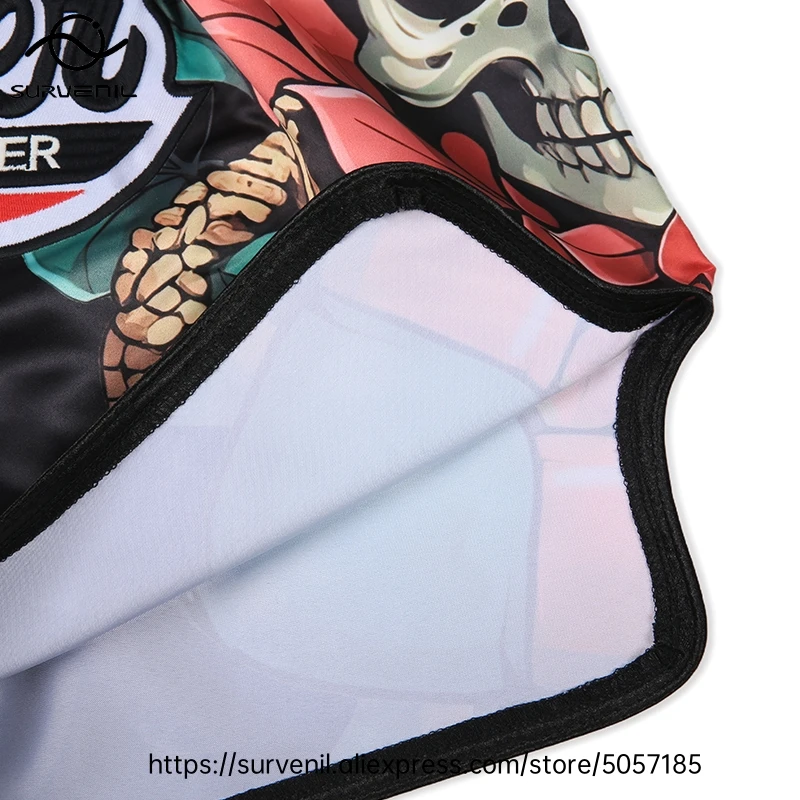 Muay Thai Shorts for Men Women Breathable MMA Fight Training Shorts Quick-Dry Combat Sports Gear Skull Sublimated Boxing Shorts
