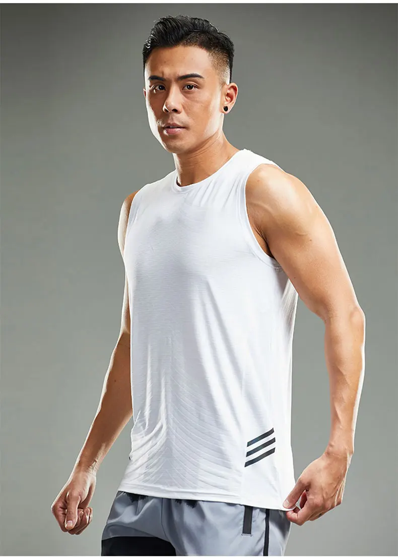 Men's Running Tank Top Fitness Wear Shirts Tops Man Sports First Layer Undershirt Ice Vest Sweatshirt Gym Tees Singlet Marathon