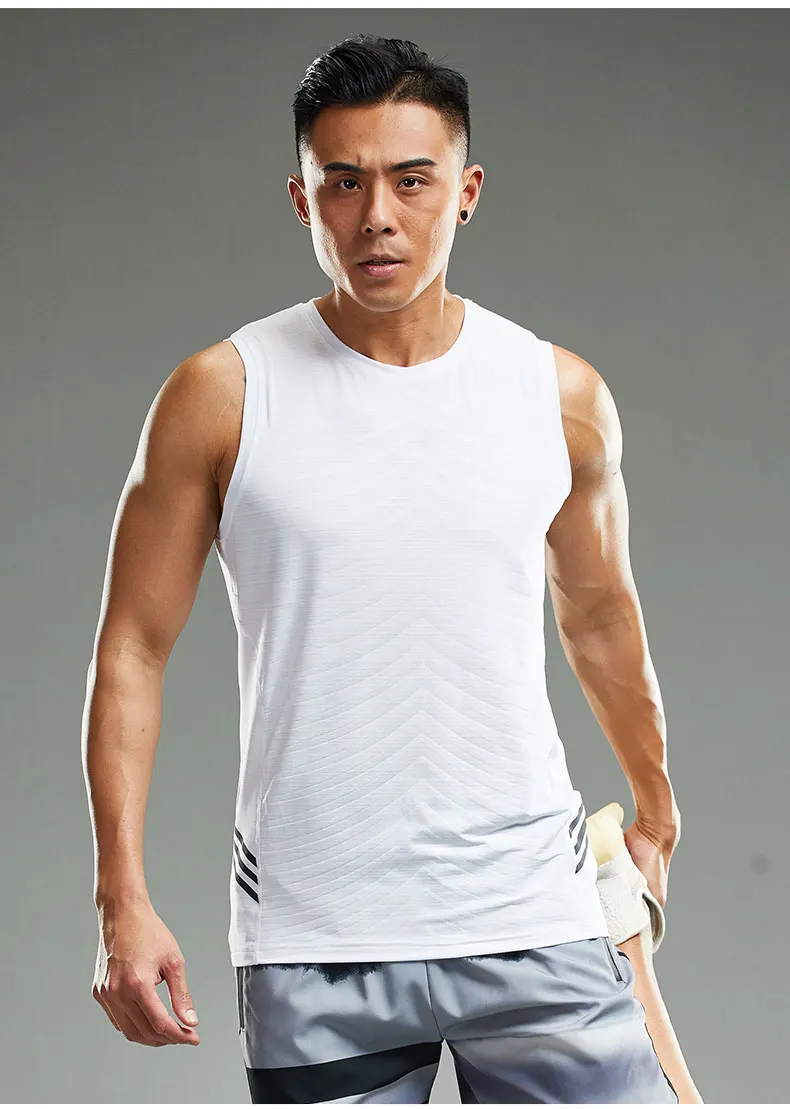 Men's Running Tank Top Fitness Wear Shirts Tops Man Sports First Layer Undershirt Ice Vest Sweatshirt Gym Tees Singlet Marathon