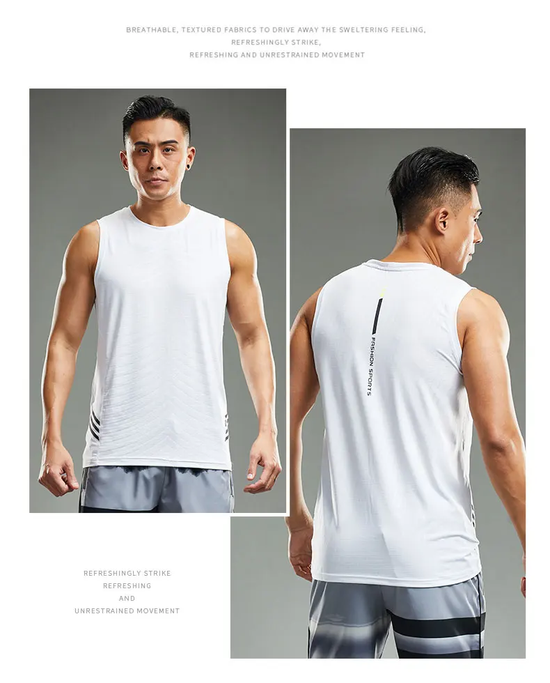 Men's Running Tank Top Fitness Wear Shirts Tops Man Sports First Layer Undershirt Ice Vest Sweatshirt Gym Tees Singlet Marathon