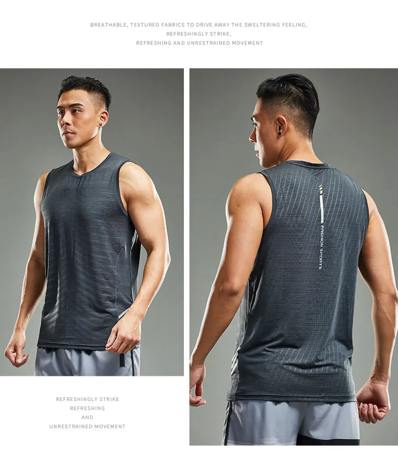 Men's Running Tank Top Fitness Wear Shirts Tops Man Sports First Layer Undershirt Ice Vest Sweatshirt Gym Tees Singlet Marathon