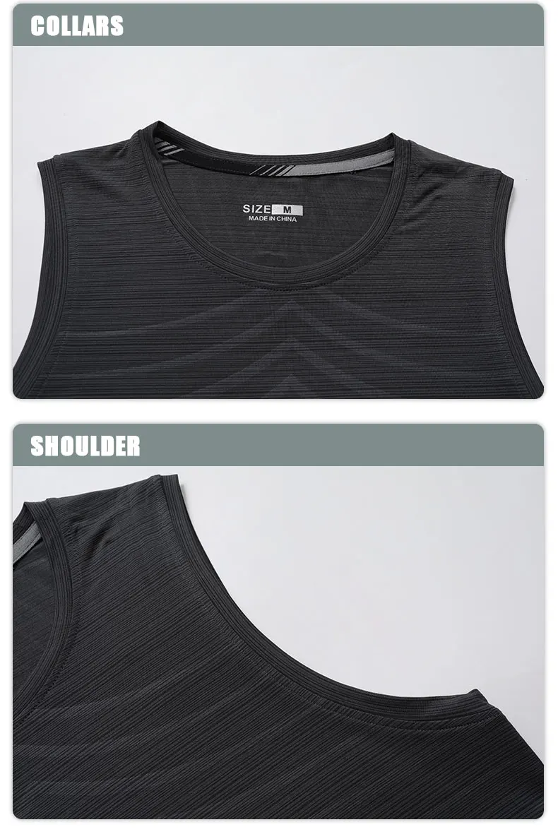 Men's Running Tank Top Fitness Wear Shirts Tops Man Sports First Layer Undershirt Ice Vest Sweatshirt Gym Tees Singlet Marathon