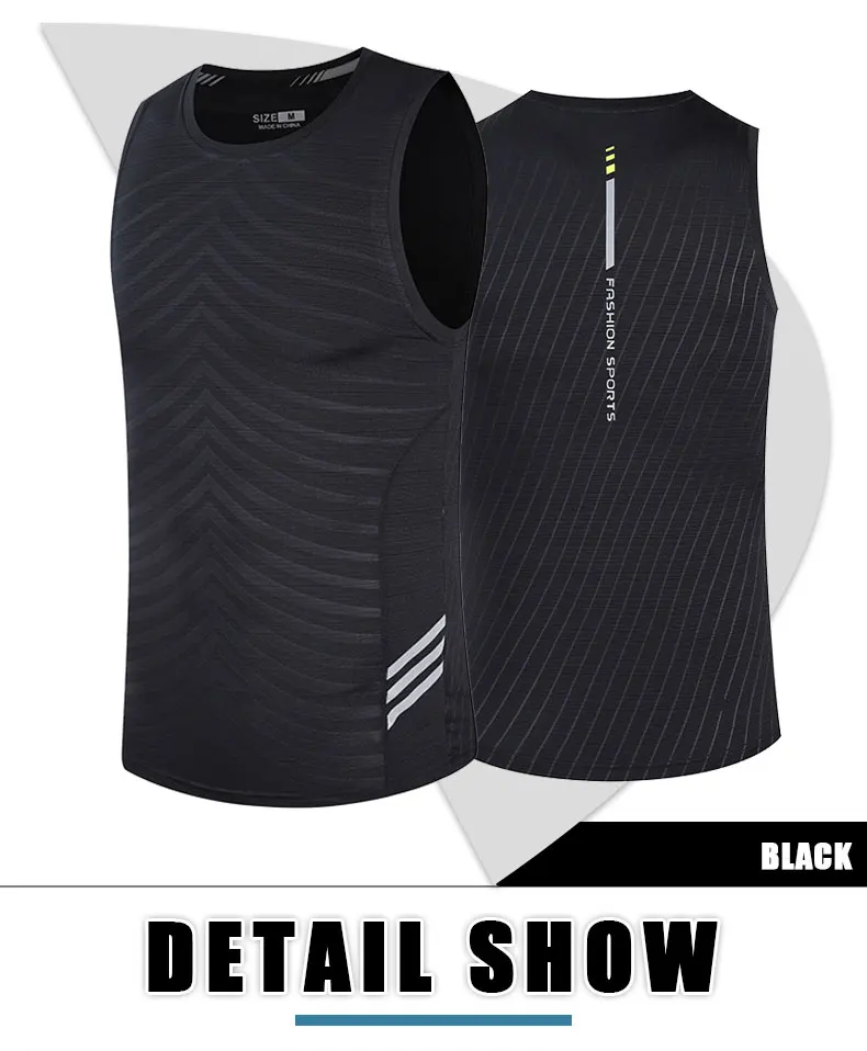 Men's Running Tank Top Fitness Wear Shirts Tops Man Sports First Layer Undershirt Ice Vest Sweatshirt Gym Tees Singlet Marathon