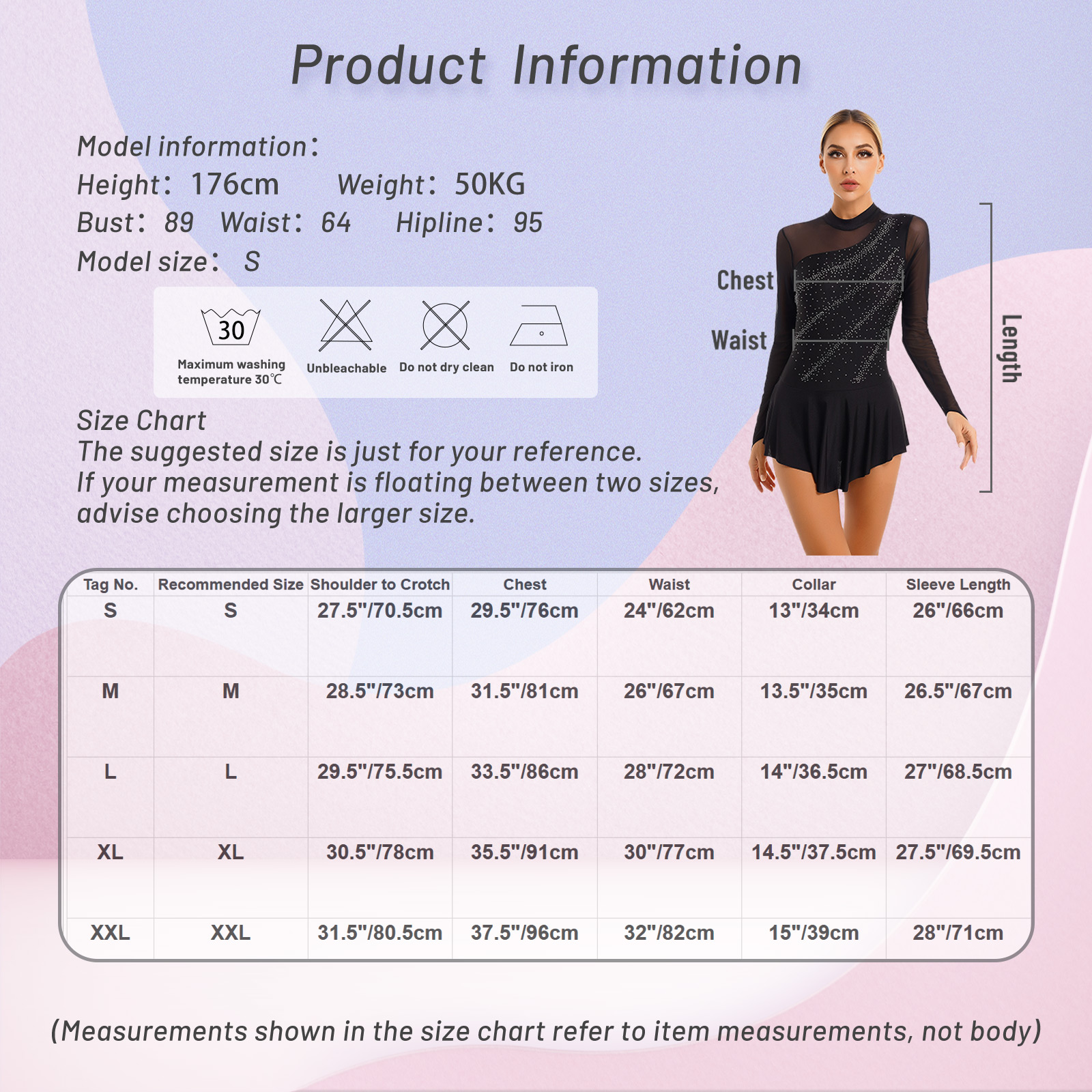 Women Figure Ice Skating Dance Dress Lyrical Dance Ballet Gymnastics Leotard Tutu Long Sleeve Mesh Shiny Rhinestone Dancewear