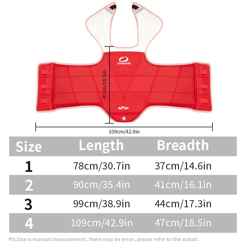 Traditional Taekwondo chest guard kids men women student red blue Karate Taekwondo protectors WTF approved chest supporters TKD