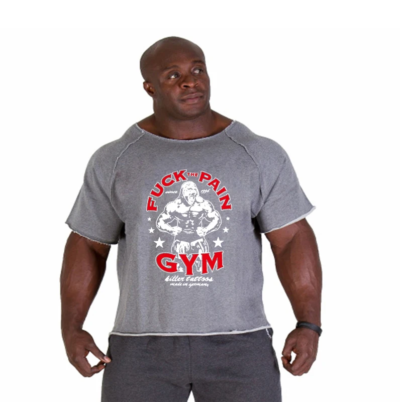Men Oversize T-shirts Gym Fitness Clothing Mens No Pain No Gain T Shirt For Male Bodybuilding Tshirts Loose Breathable Clothes