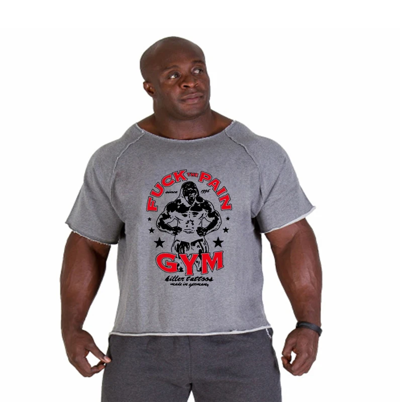 Men Oversize T-shirts Gym Fitness Clothing Mens No Pain No Gain T Shirt For Male Bodybuilding Tshirts Loose Breathable Clothes
