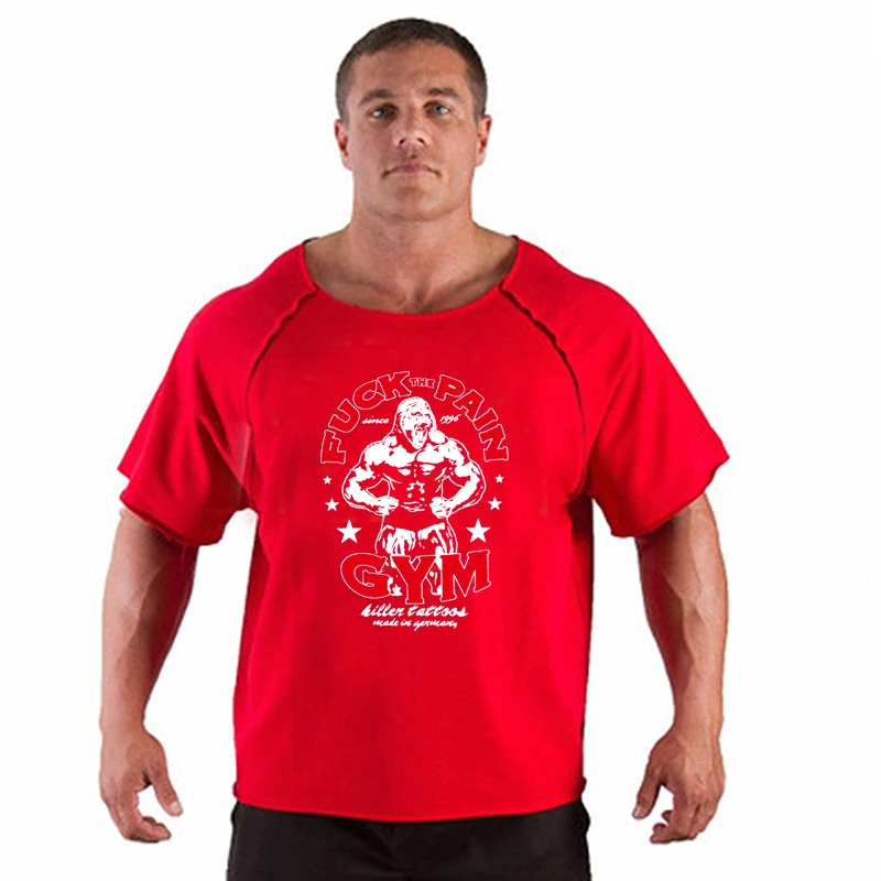 Men Oversize T-shirts Gym Fitness Clothing Mens No Pain No Gain T Shirt For Male Bodybuilding Tshirts Loose Breathable Clothes