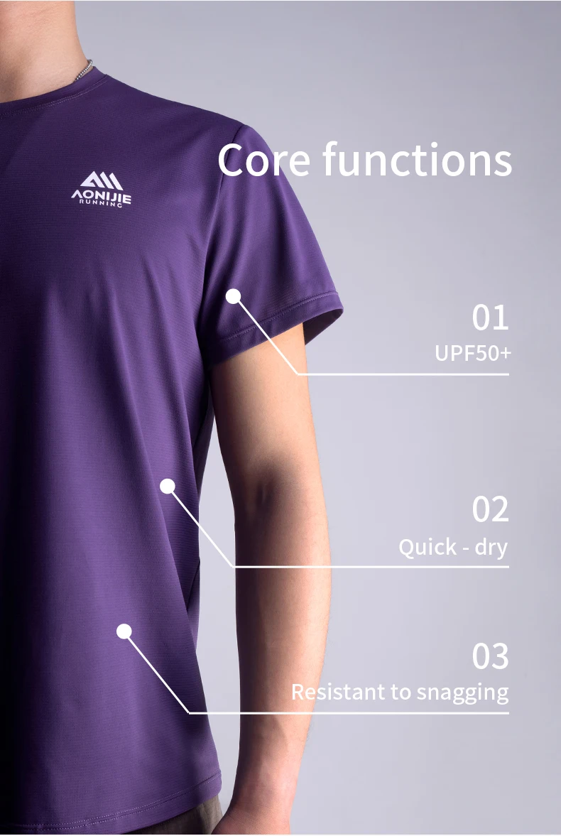AONIJIE FM5231 Men's Sports Short-sleeves Which Are Light, Soft and Close-fitting, Comfortable, Breathable and Not Stuffy