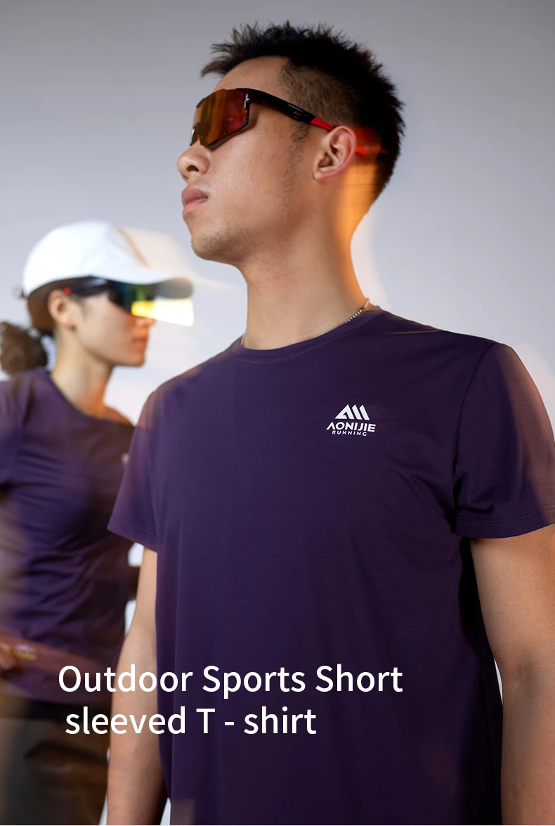AONIJIE FM5231 Men's Sports Short-sleeves Which Are Light, Soft and Close-fitting, Comfortable, Breathable and Not Stuffy