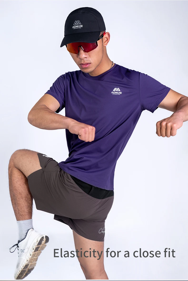 AONIJIE FM5231 Men's Sports Short-sleeves Which Are Light, Soft and Close-fitting, Comfortable, Breathable and Not Stuffy