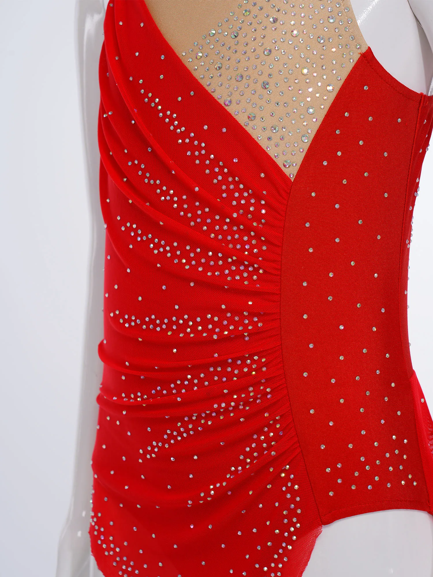 Rhythmic Gymnastics Leotatd Childs Spaghetti Straps Ruched Figure Skating Jumpsuits Kids Girls Sleeveless Ballet Dance Costume