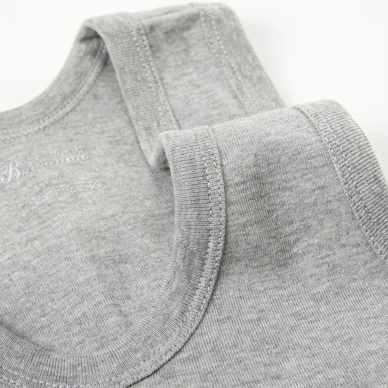 Men's Four Season Classic Black White And Gray Pure Cotton Casual Sports Vest Comfortable Running And Sweat Absorbing Base Shirt