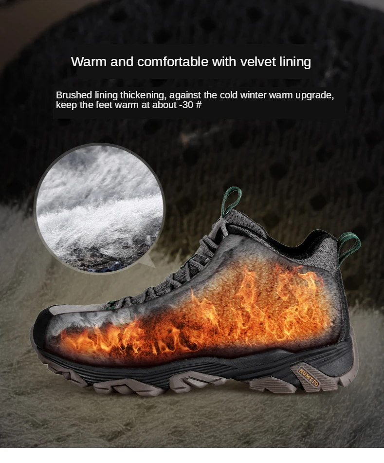 HUMTTO Hiking Shoes Men Winter Outdoor Sports Climbing Shoes Hunting Shoes Warm Women Trekking Sneakers Ankle Boots Tactical