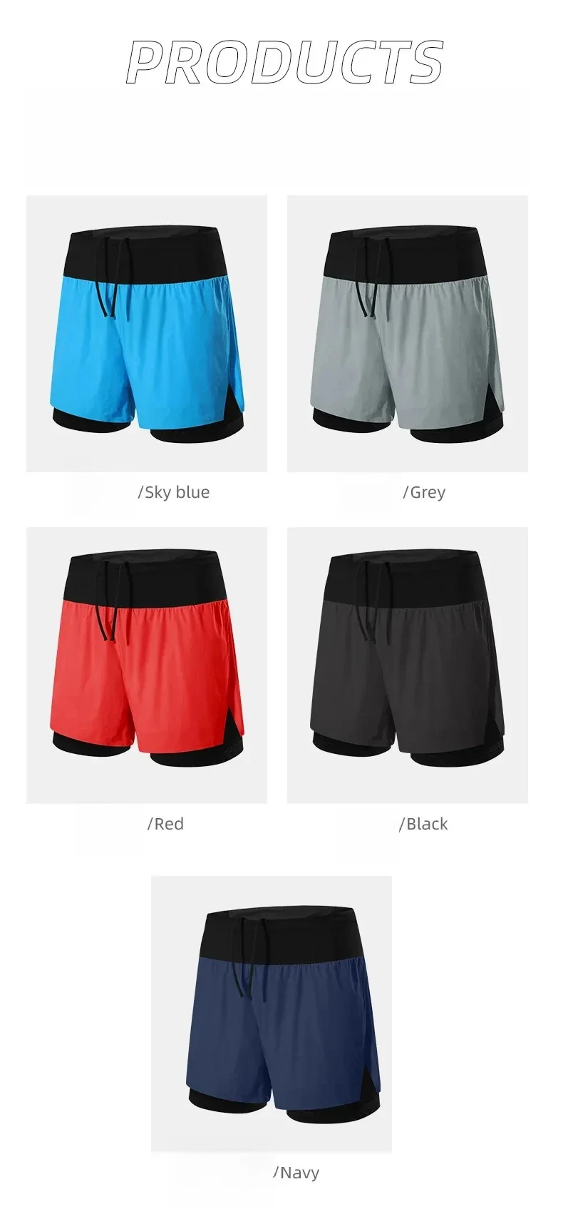 Double-deck Outdoor Marathon Basketball Running Mens Gym Fitness Run Shorts Quick Drying Pocket Traning Jogging Workout Shorts
