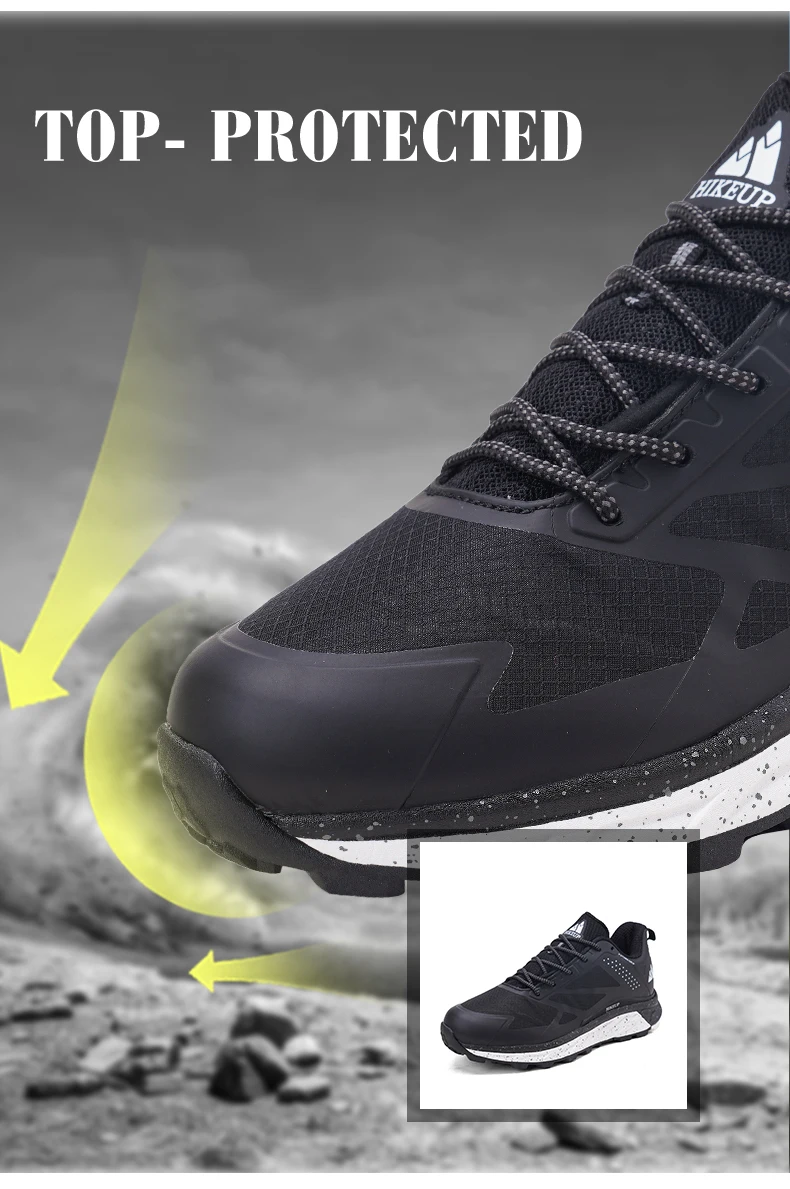 HIKEUP Outdoor Men's Sneakers Women Breathable Trail Running Shoes Hiking Shoes Trail Male Comfort Trekking Running Sneakers