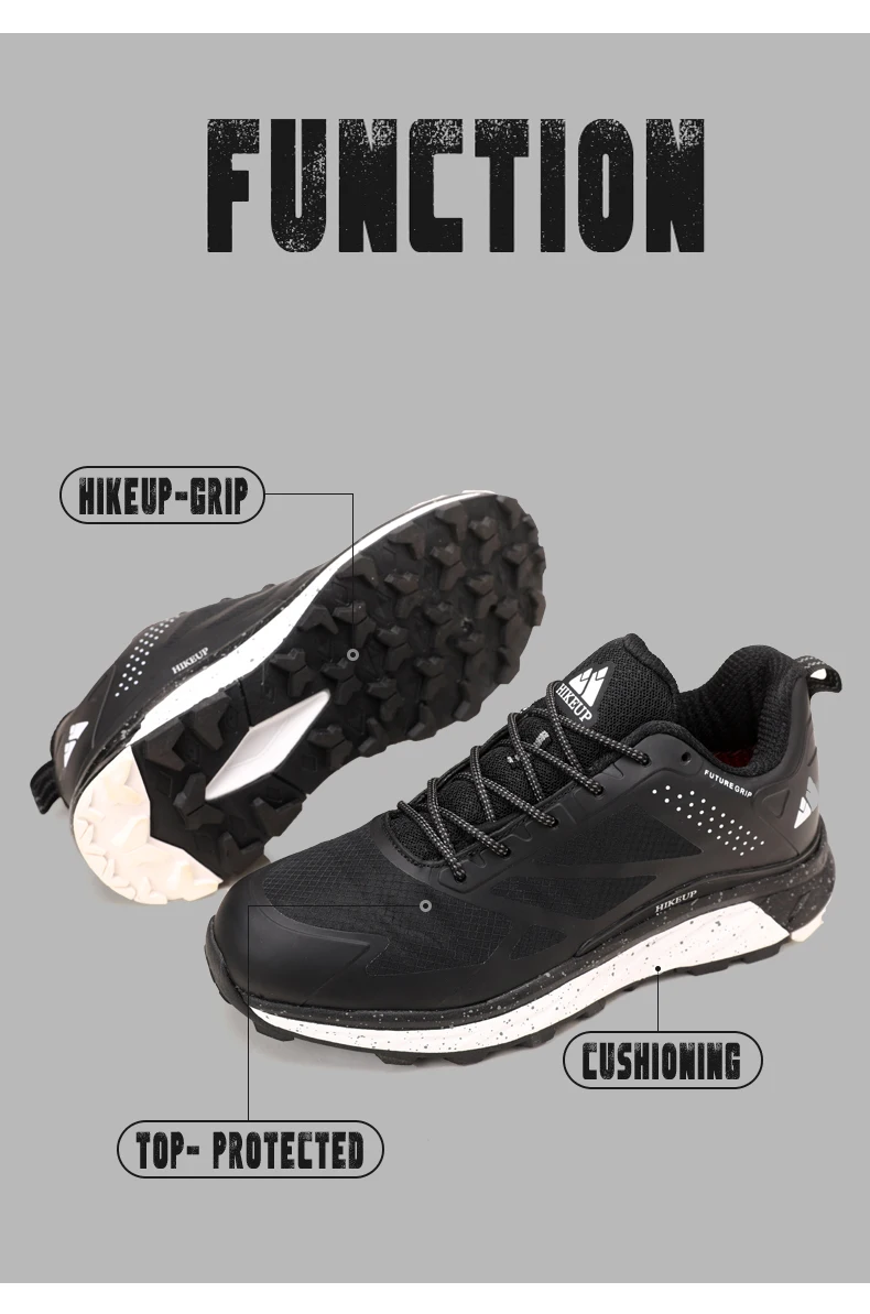 HIKEUP Outdoor Men's Sneakers Women Breathable Trail Running Shoes Hiking Shoes Trail Male Comfort Trekking Running Sneakers