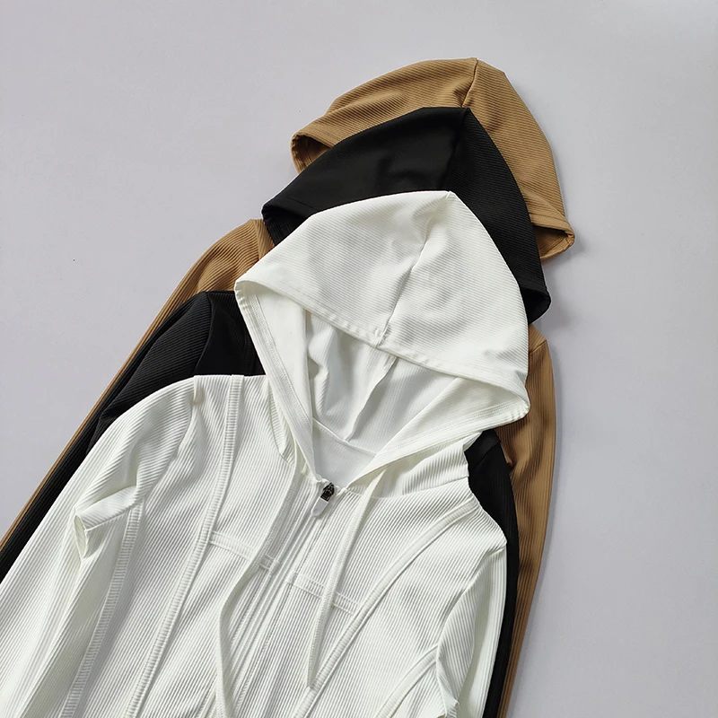Women Hooded Running Jackets Cycling Coat Yoga Clothing Jogging Shirt Tights Thin Outdoor Sports Clothes Sportswear